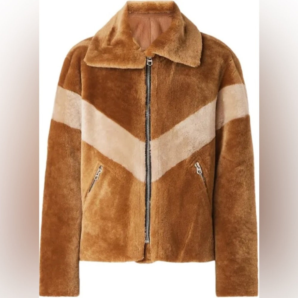 Sandro Camel Shearling Jacket